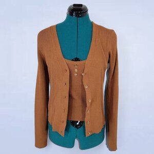 Mine Ribbed Cardigan and Tank Ari Set in Copper - Size‎ Large